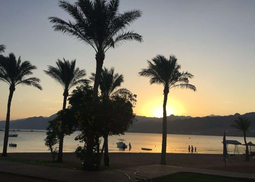 Sunset over the lagoon at Dahab, South Sinai