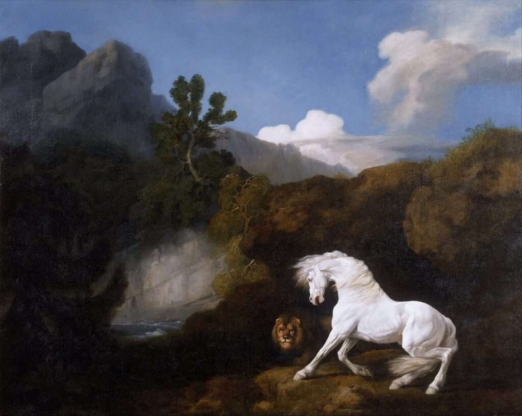 George Stubbs, Horse Frightened by a Lion, 18th-century painting